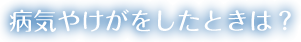 病気やけがをしたときは？